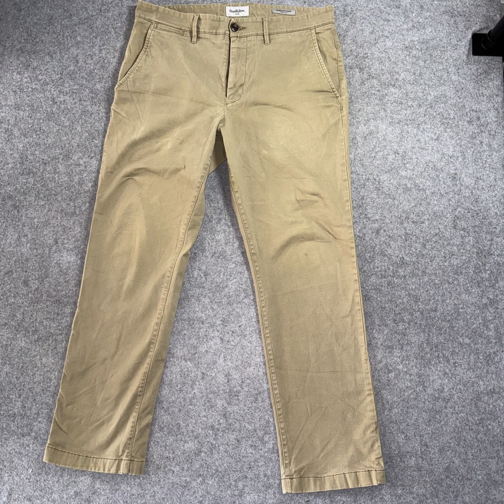 Goodfellow Hennepin Chino Pants 33x30 Tan Slim Fit Stretch Cotton
